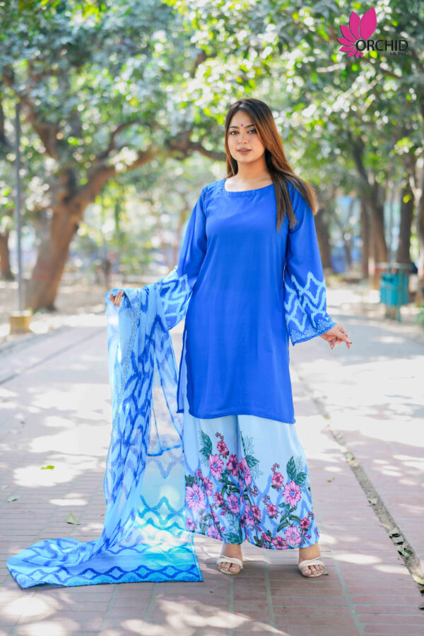 Royal Blue Floral Print Shalwar Kameez