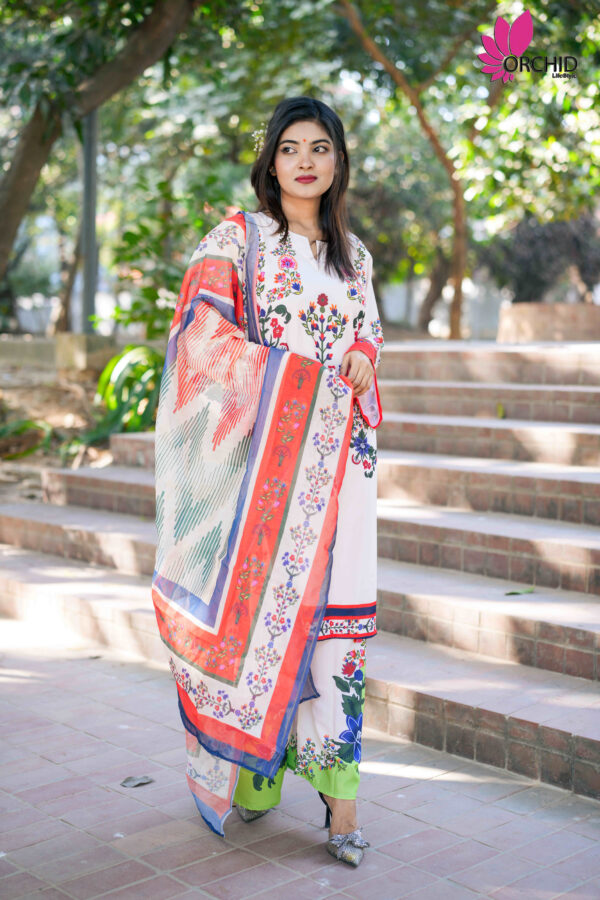 Floral Elegance Imported Silk Suit - Image 3