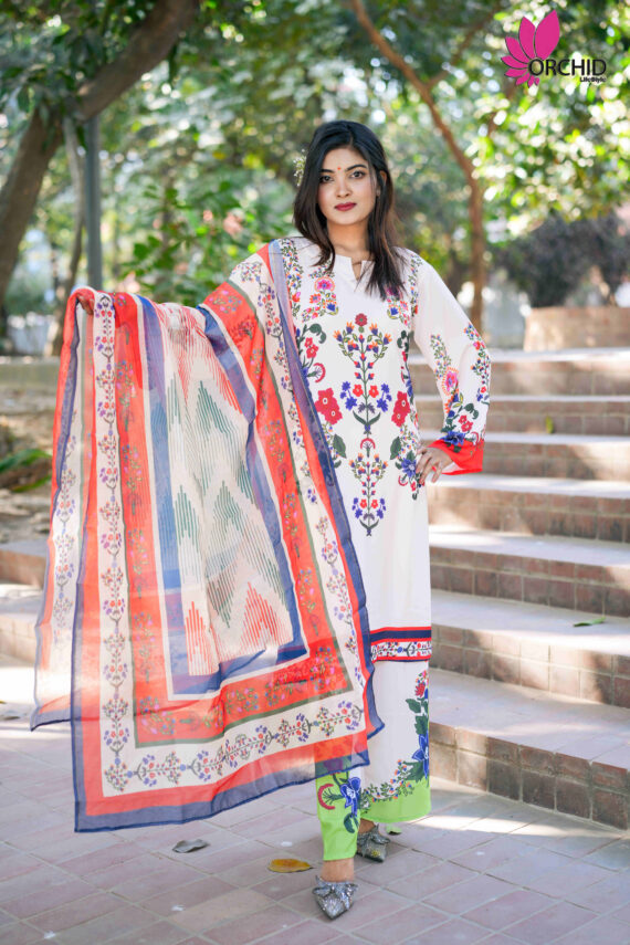 Floral Elegance Imported Silk Suit