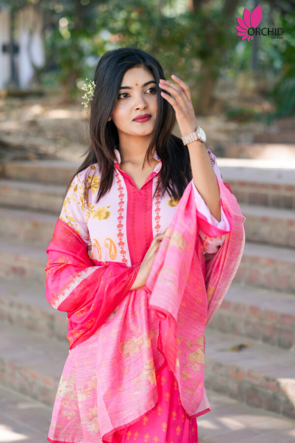 Radiant Pink Blossom Shalwar Kameez - Image 2