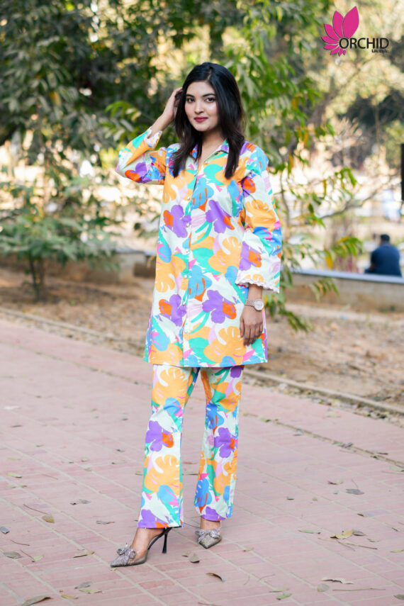 Floral Printed Premium Cotton  Co-Ord Set