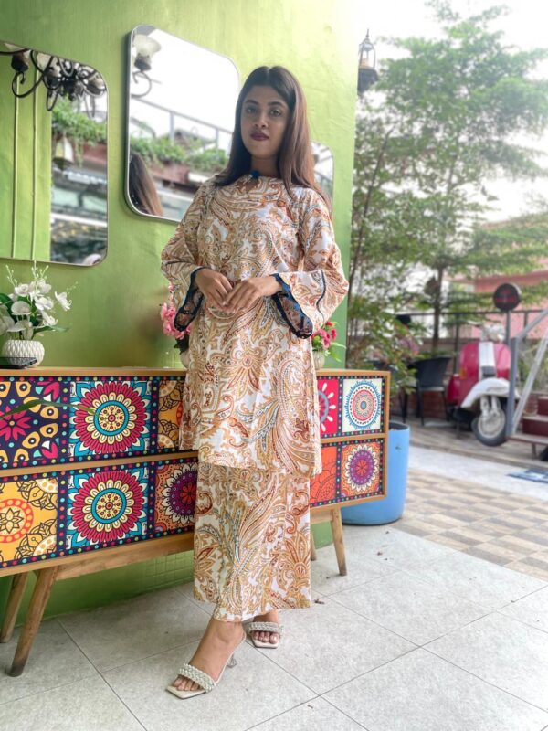 Orchid Mehsoos Digital Printed Linen Co-ords Set - Image 5