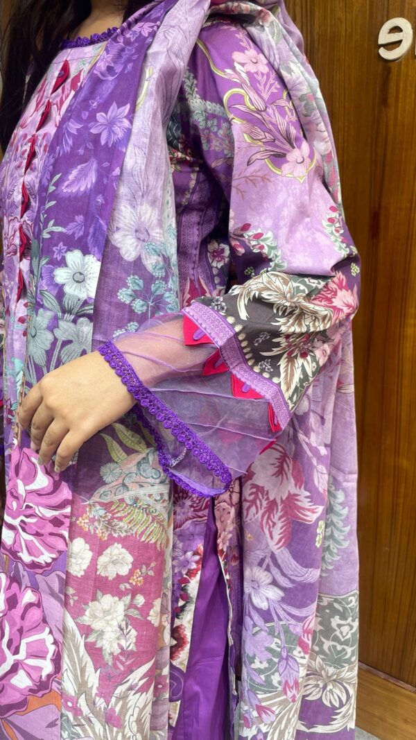 ORCHID Flora Digital Printed Swiss Cotton Kameez - Image 2