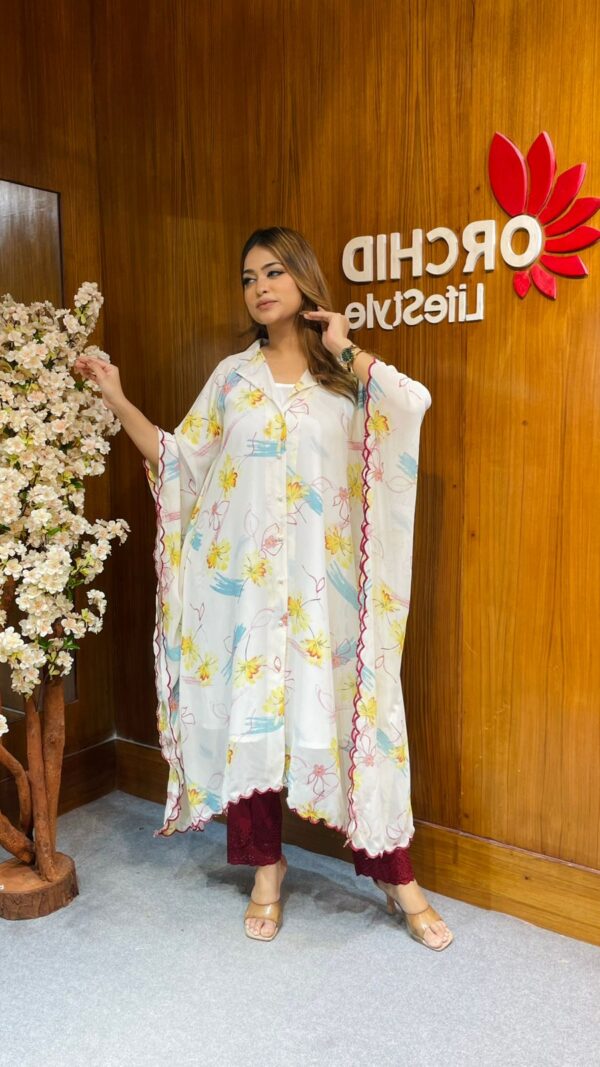Orchid Digital Printed Georgette Kaftan Dress