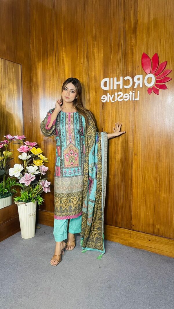 Digital Printed Swiss Cotton Kameez Digital Printed Dupatta With Tarsel - Image 2
