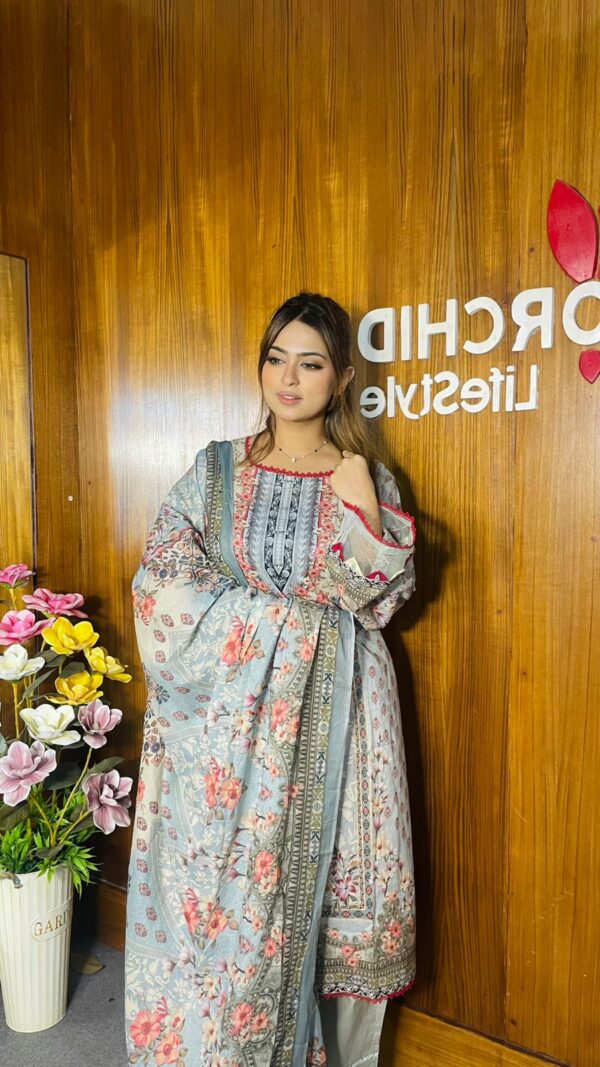 Digital Printed Swiss Cotton Kameez Digital Printed Dupatta With Tarsel - Image 4