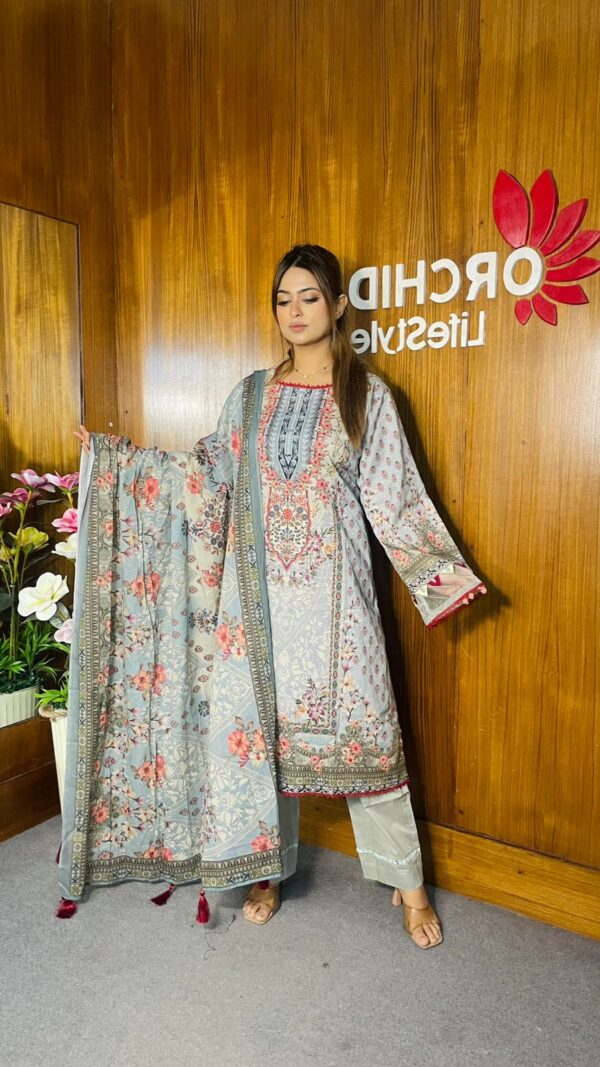 Digital Printed Swiss Cotton Kameez Digital Printed Dupatta With Tarsel - Image 2