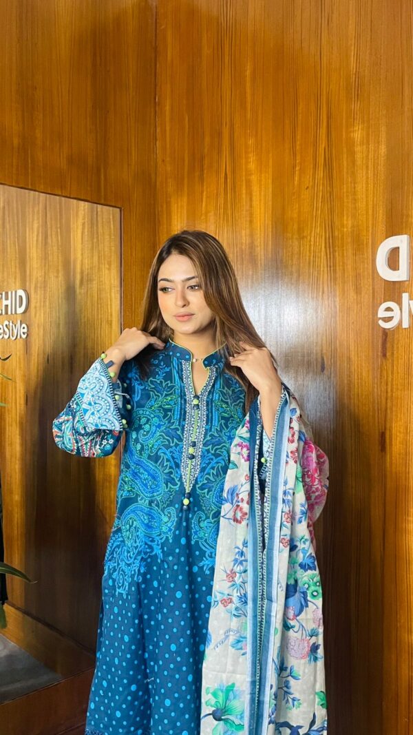 Digital Printed Swiss Cotton Kameez Digital Printed Dupatta With Tarsel - Image 5