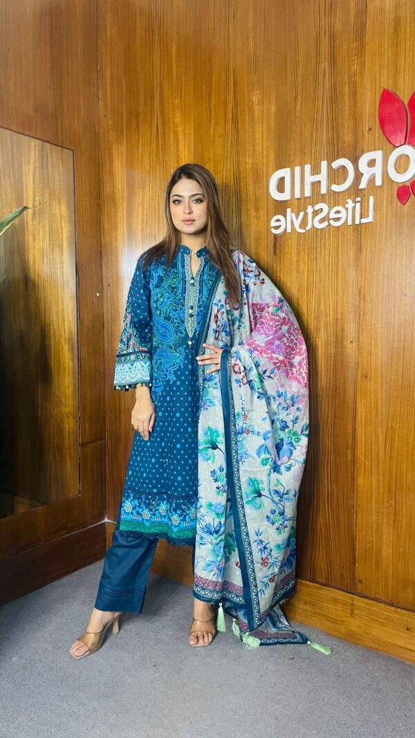 Digital Printed Swiss Cotton Kameez Digital Printed Dupatta With Tarsel - Image 3