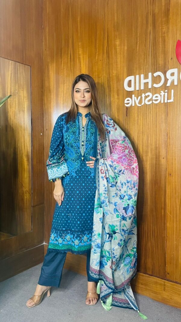 Digital Printed Swiss Cotton Kameez Digital Printed Dupatta With Tarsel
