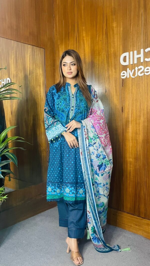 Digital Printed Swiss Cotton Kameez Digital Printed Dupatta With Tarsel - Image 4