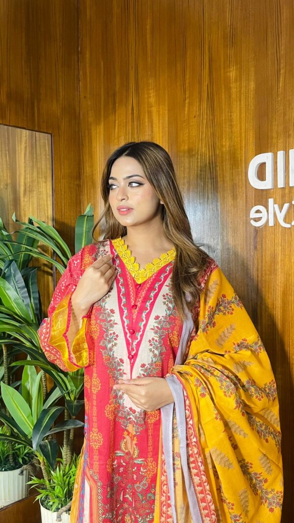Digital Printed Swiss Cotton Kameez Digital Printed Dupatta With tarsel - Image 2