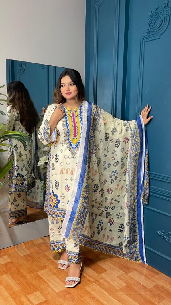 Orchid Premium Silk 3pcs with Texture Dupatta - Image 3