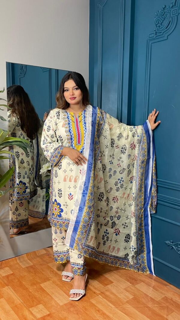 Orchid Premium Silk 3pcs with Texture Dupatta - Image 4