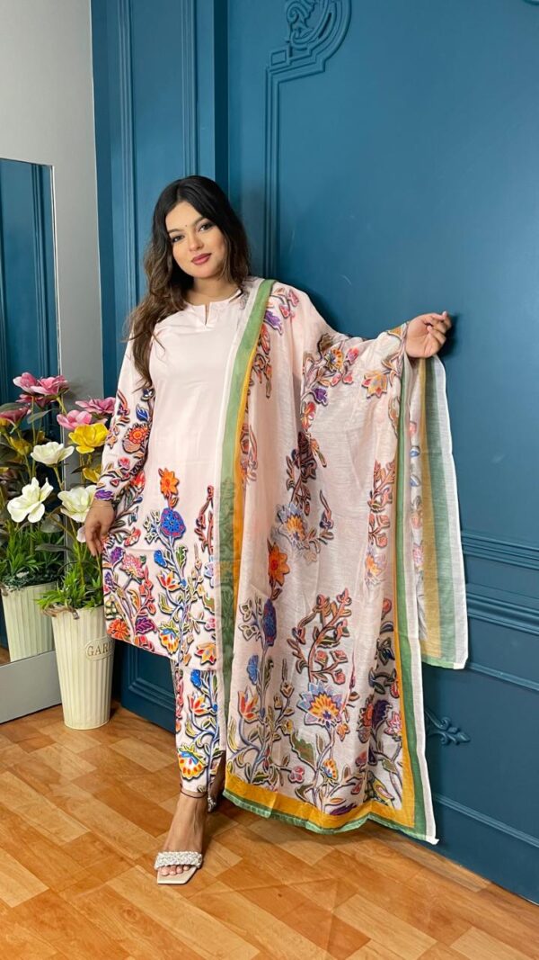 Floral Elegance Premium Silk with Texture Dupatta