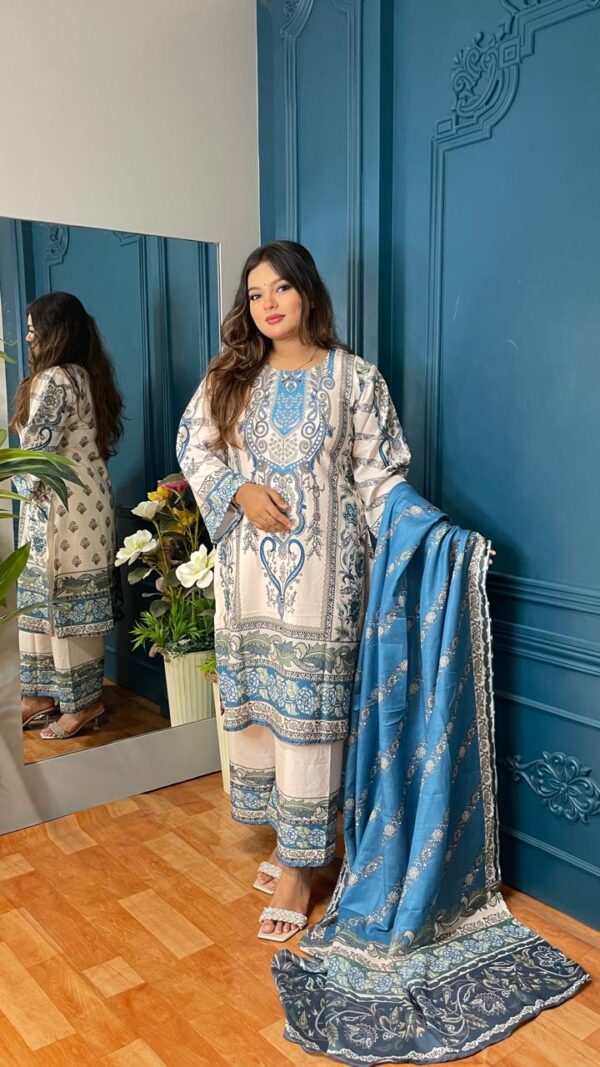 Orchid Premium Silk 3pcs with Texture Dupatta - Image 3
