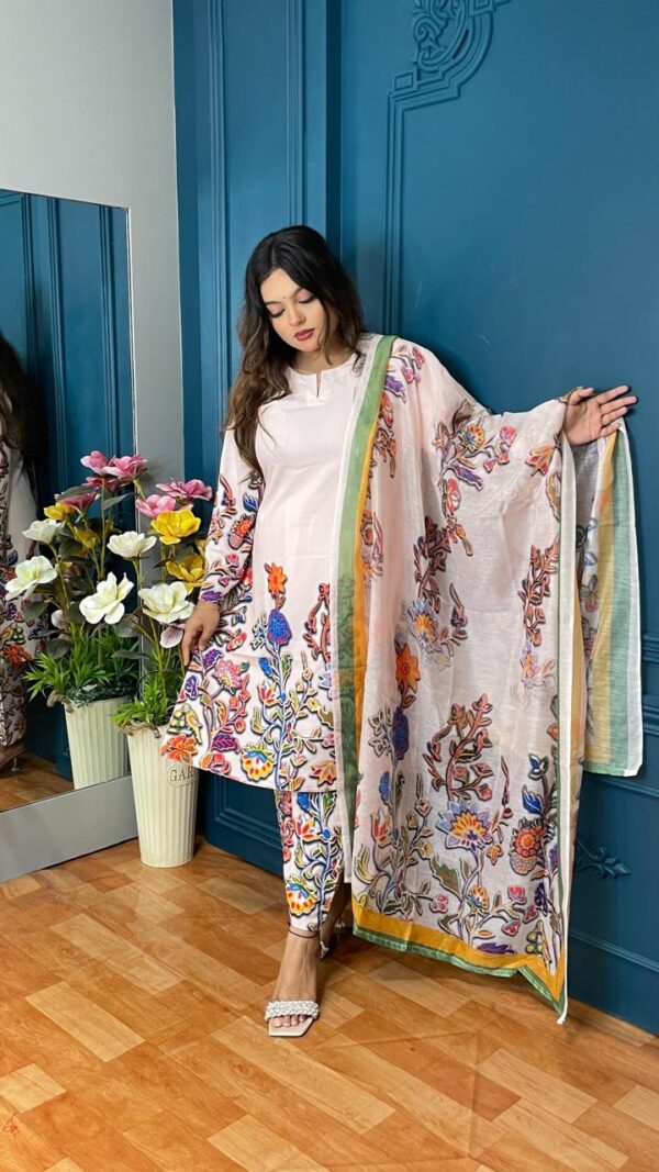 Floral Elegance Premium Silk with Texture Dupatta - Image 3