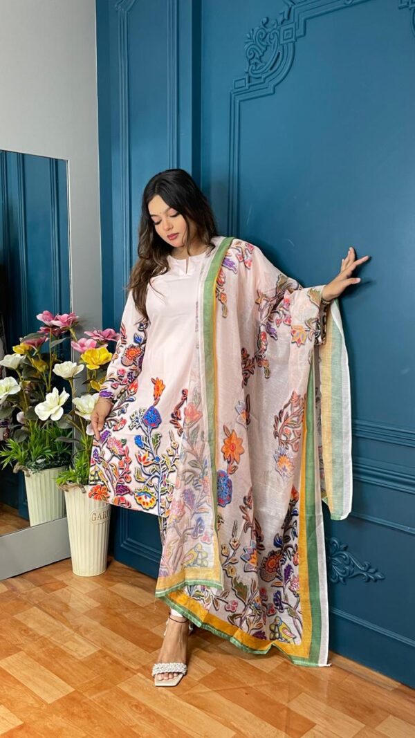 Floral Elegance Premium Silk with Texture Dupatta - Image 4