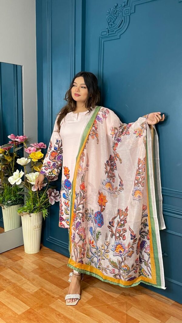 Floral Elegance Premium Silk with Texture Dupatta - Image 2