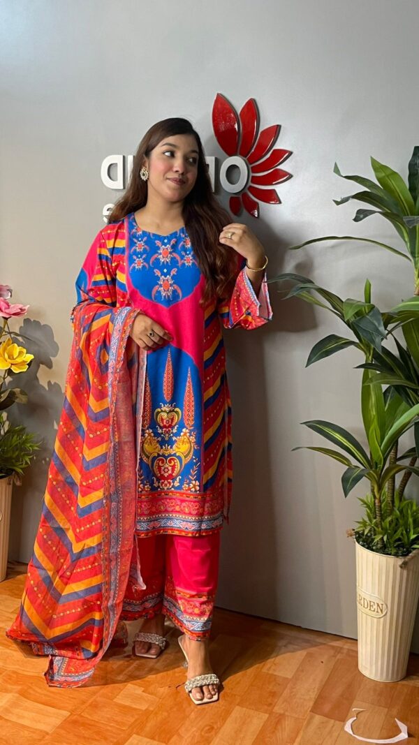 Orchid Premium Silk 3pcs with Texture Dupatta