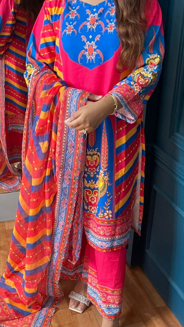 Orchid Premium Silk 3pcs with Texture Dupatta - Image 5