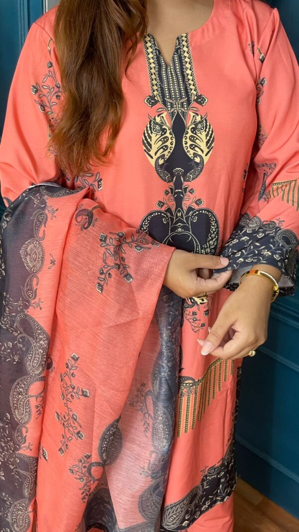 Orchid Premium Silk 3pcs with Texture Dupatta - Image 3