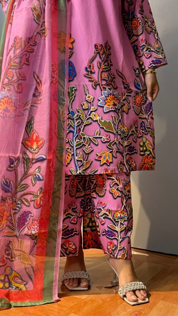 Orchid Premium Silk 3pcs with Texture Dupatta - Image 4