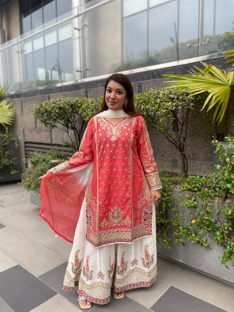 PAKISTANI INSPIRED REDDISH PINK COTTON 3PCS
