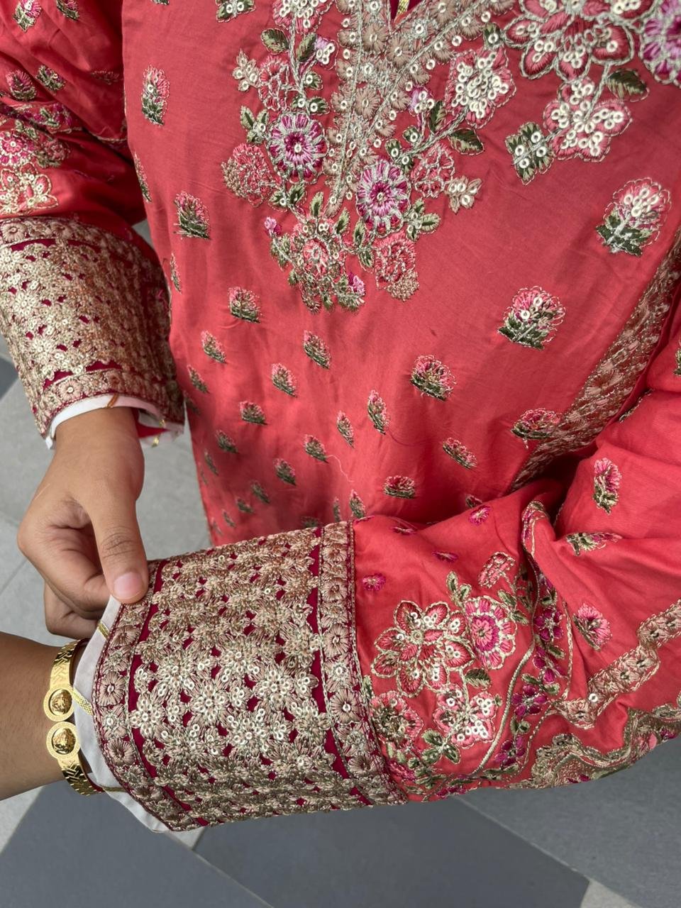 PAKISTANI INSPIRED REDDISH PINK COTTON 3PCS - Image 4