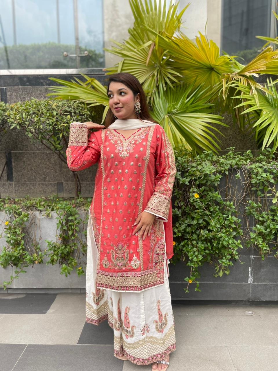 PAKISTANI INSPIRED REDDISH PINK COTTON 3PCS - Image 2